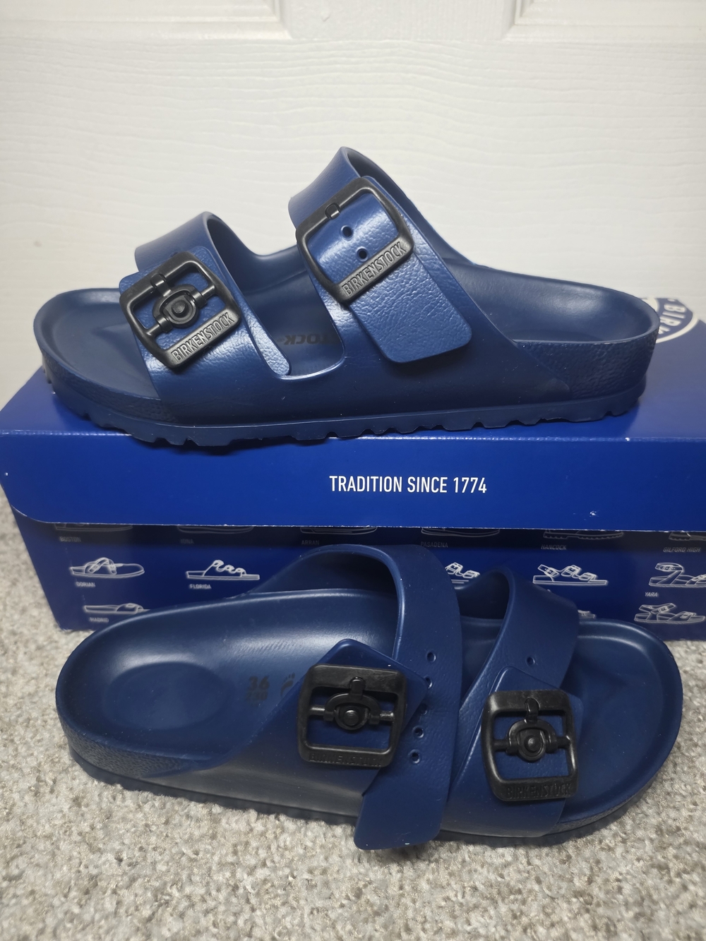 Birkenstock Women's Arizona EVA Sandals in Deep Blue Size 5